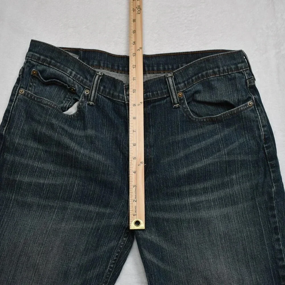 Levis 514 Mens Jeans Sz 36 x 30 Straight Dark Wash Denim Distressed 5 Pocket